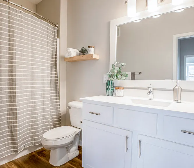 Our bathrooms feature a clean and modern design.