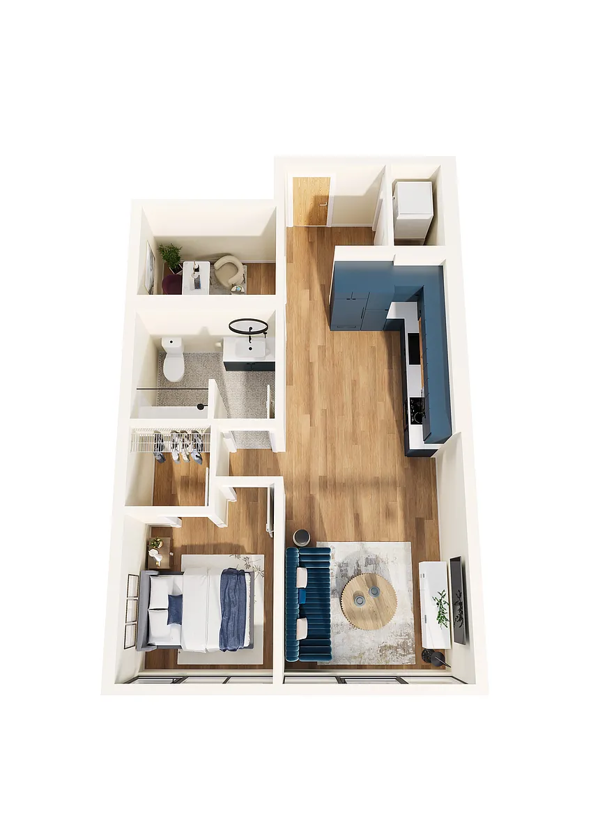 Floor plan 1-Bed + Den