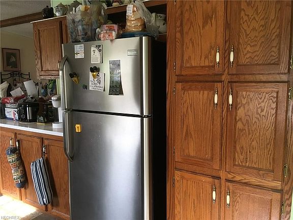 Kitchen cabinets with pull out shelves.