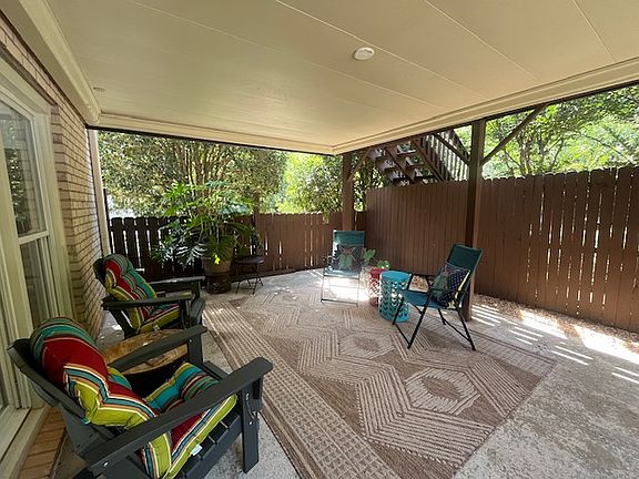 Spacious covered patio off of apartment