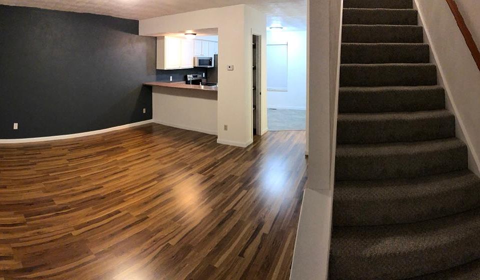 View from just inside the front door. (Image is distorted because of it being a panoramic photo.)