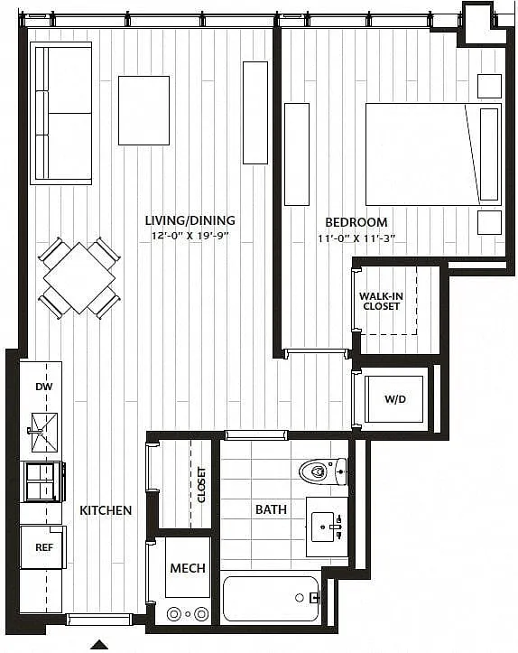 Floor plan 1 Bed/1 Bath-A4