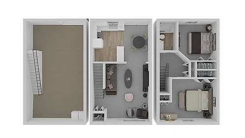 Floor plan 2 Bedroom / 1 Bathroom Townhome w/ Basement
