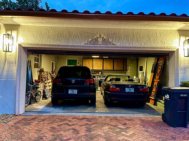 The two car garage with laundry.