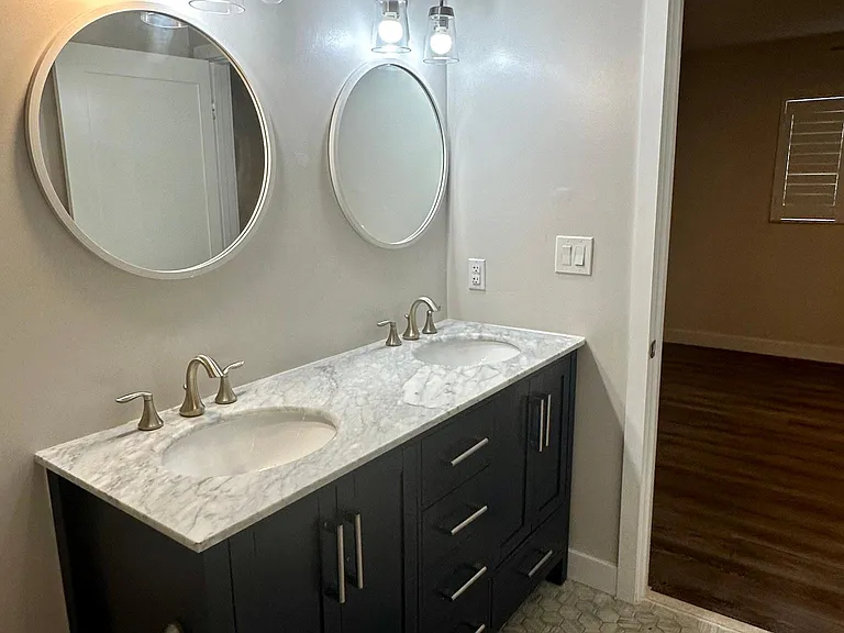 Master bathroom double sink
