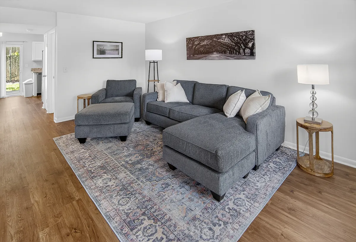 The view from the front door entrance. Brand new furniture, lighting and TV - 21 Rivers Point Row #10C