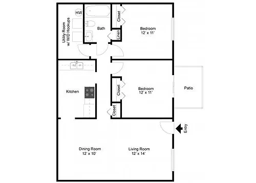 Floor plan Two Bedroom One Bath