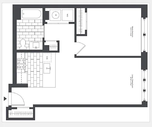Floor plan caa3 1 Bed/1Bath