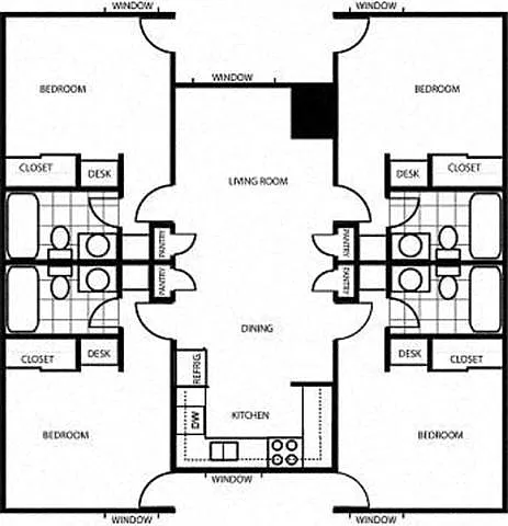 Floor plan Four Bedroom (Rent by Room)