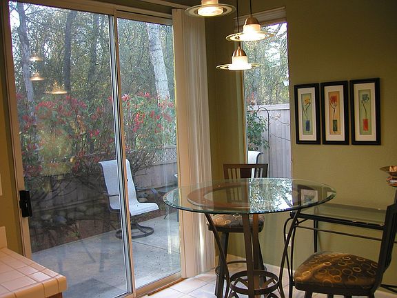 View from Kitchen to pation and forest