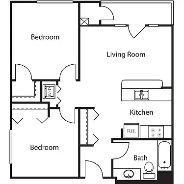 Floor plan 2 bedroom 1 bath