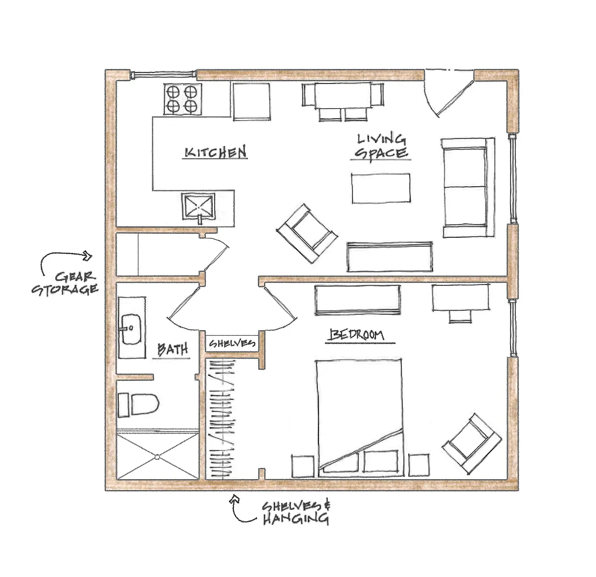 Floor plan 1 Bedroom B1 - Unfurnished