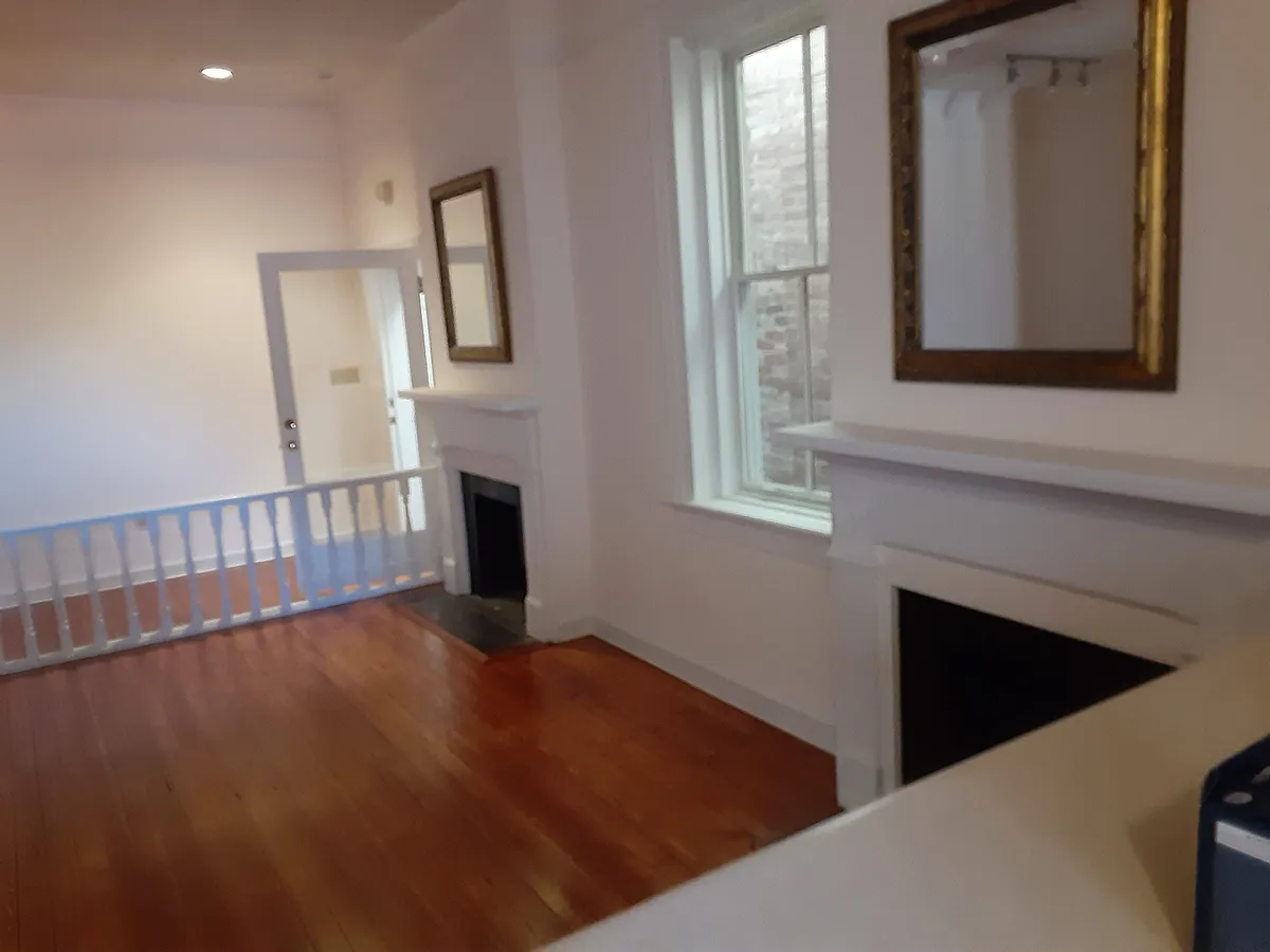 Living Room with two fireplaces! This room is great for entertaining since it is right off of the kitchen. - 117A Laurens St