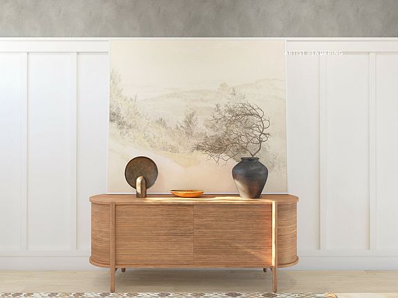 Foyer with decorative wall