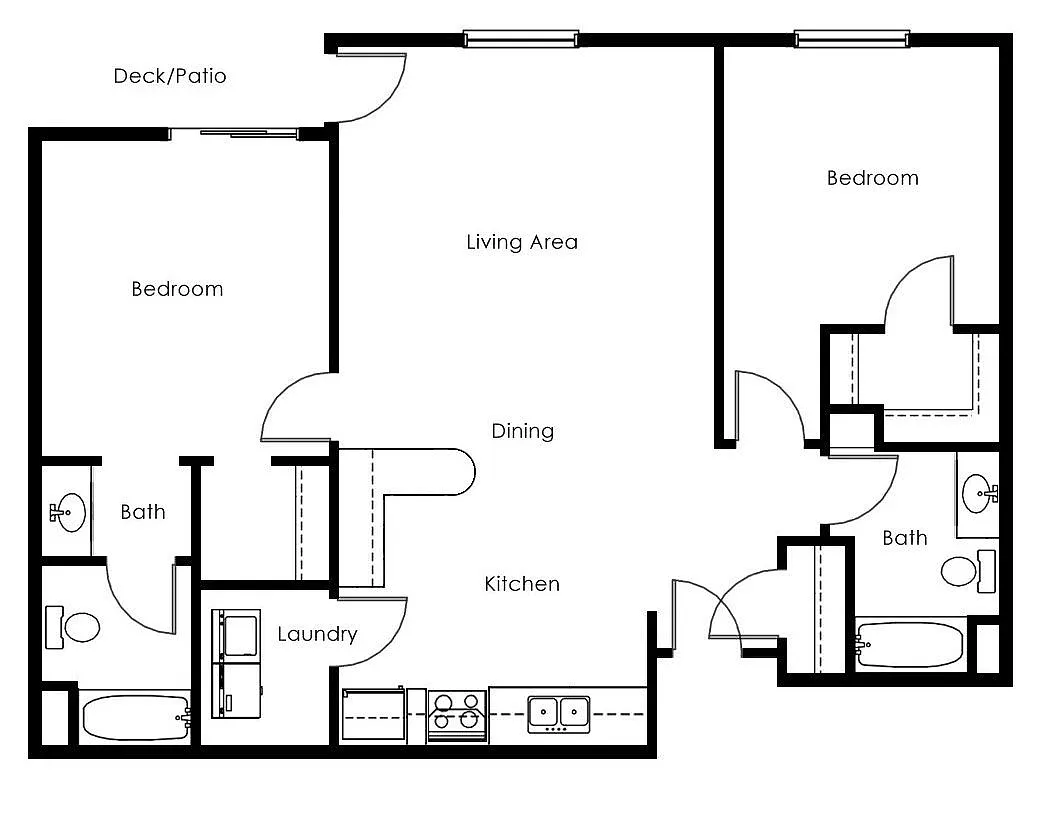 Floor plan 2 Bed 2 Bath | 1040 sqft