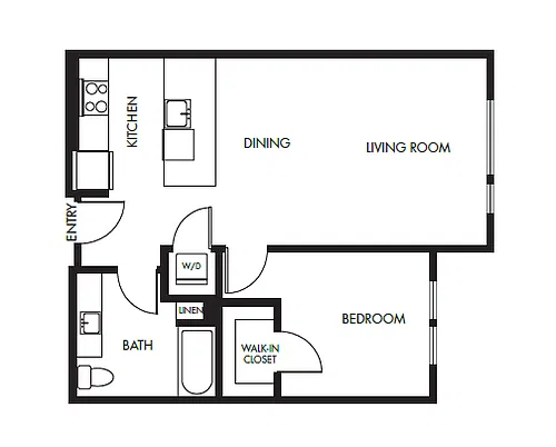 Floor plan 1 Bed 1 Bath Podium - 709