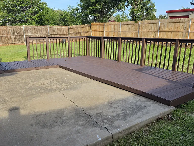 Large deck in backyard