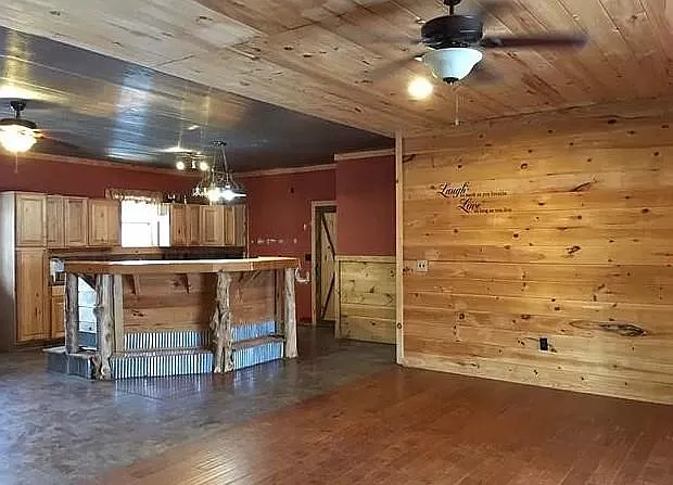 family room and kitchen