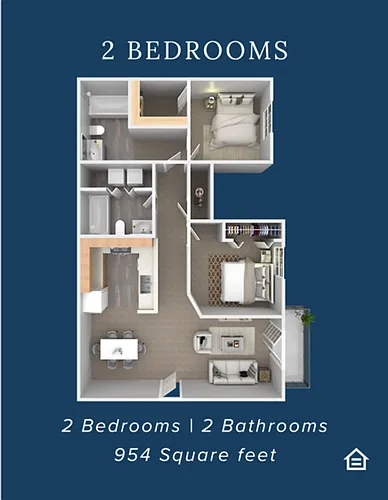 Floor plan 2 Bedroom 2 Bathroom