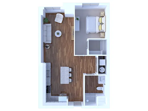 Floor plan 1 Bedroom/1 Bathroom-743/755