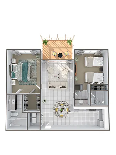 Floor plan B6aR - Two Bedroom, Two Bathroom
