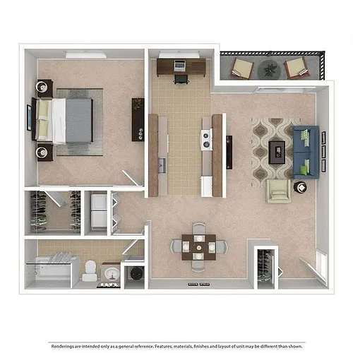 Floor plan 1 Bed Foxrun - with W/D