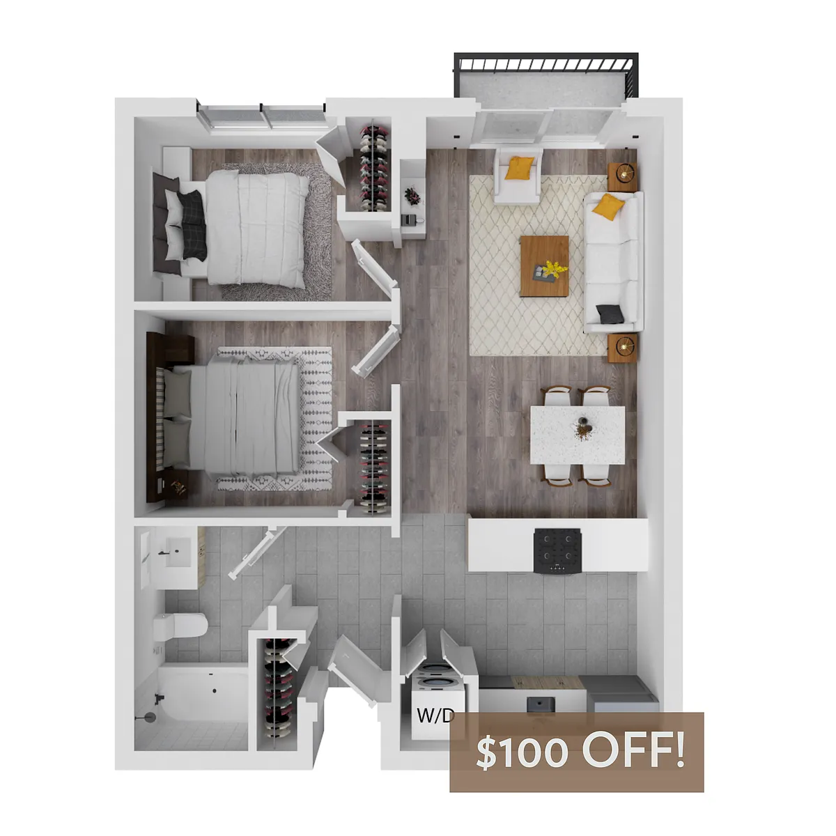 Floor plan 2BR/1BA - ALT