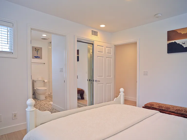 View from bed to bathroom ensuite
