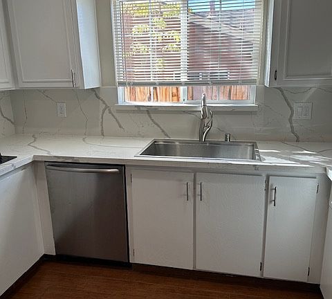 Kitchen with modern stain less steel sink