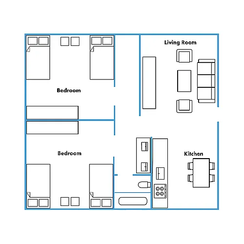 Floor plan SUMP 2BD/1BA