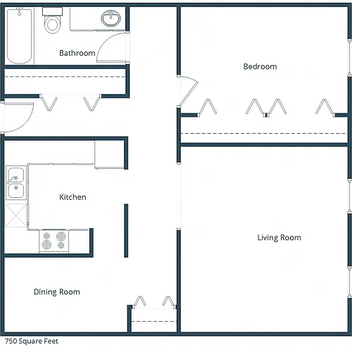 Floor plan One Bedroom 11A