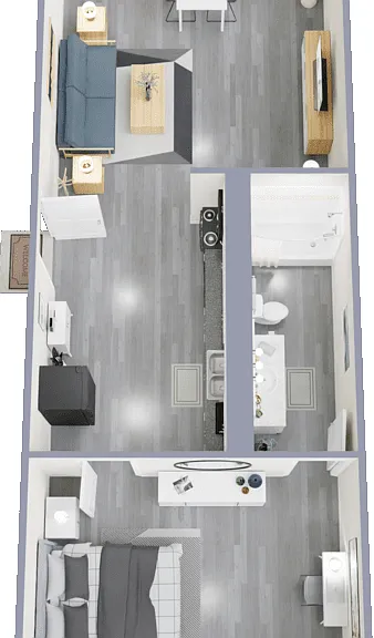 One Bed One Bath Floorplan Diagram