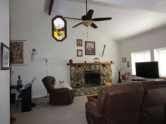 Stain Glass & fireplace view