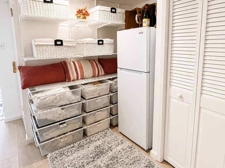 Linen closet and Shared Refrigerator
