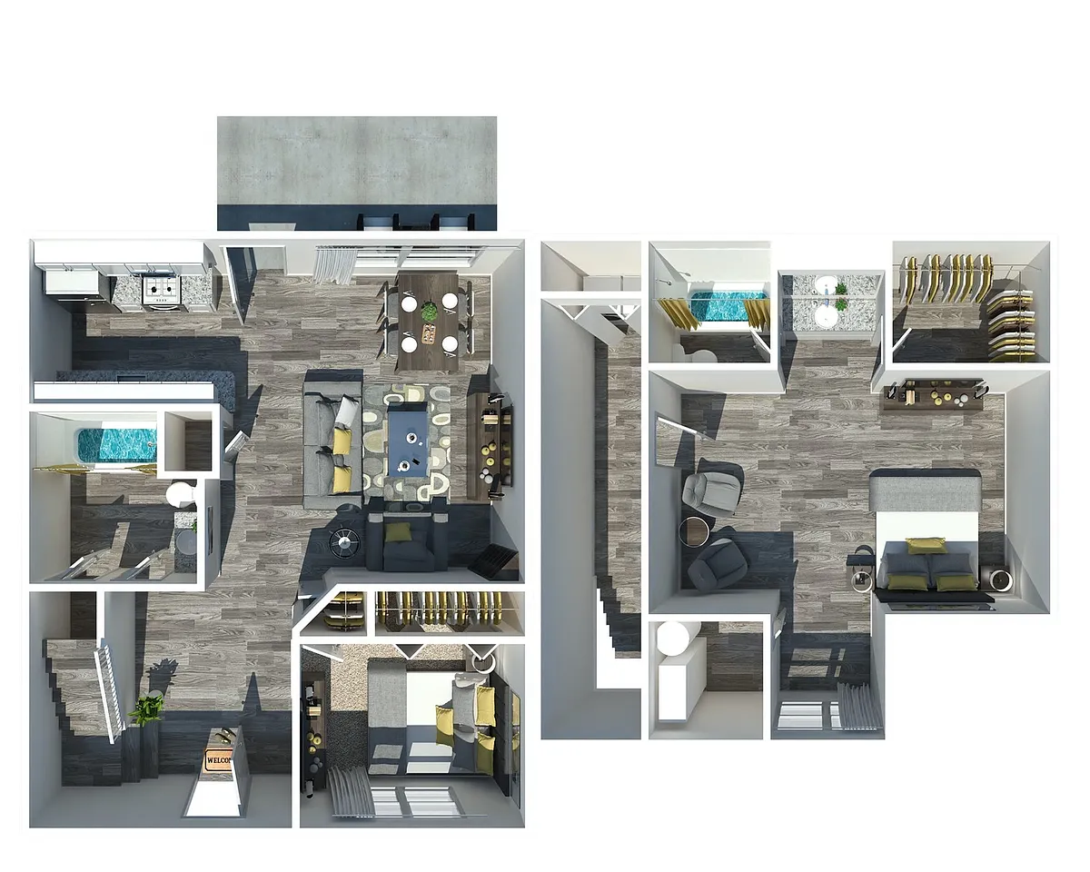 Floor plan 2 Bedroom 2 Bath-Emory Cove