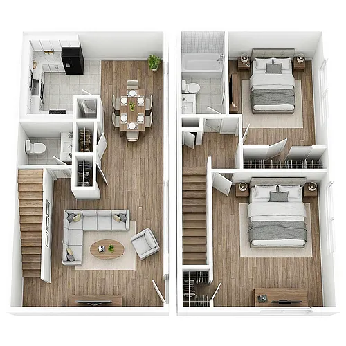 Floor plan 2 Bedroom, 1.5 Bathroom, 864 sqft