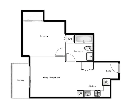 Floor plan 1 Bed 1 Bath C