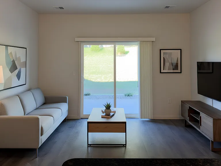 Open floor plans with the living room just off the kitchen leading to a private patio or balcony.