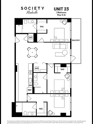 Floor plan 3-Bed/3-Bath