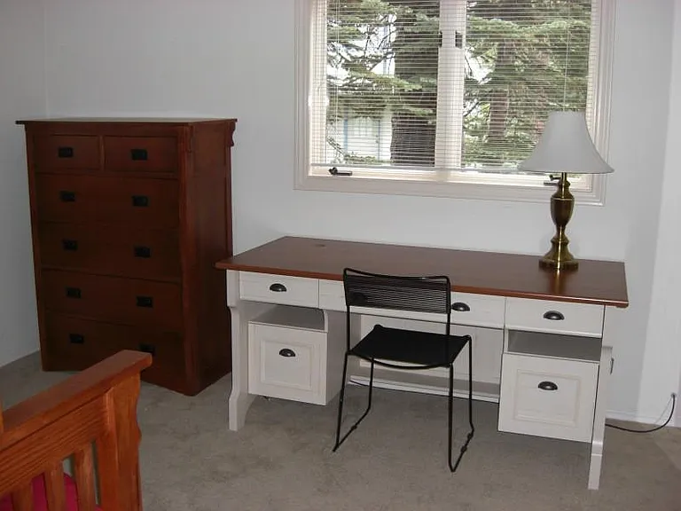 Downstairs back bedroom desk and dresser.