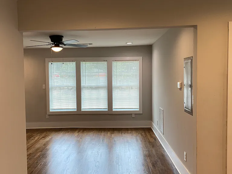 View kitchen into living room and front windows