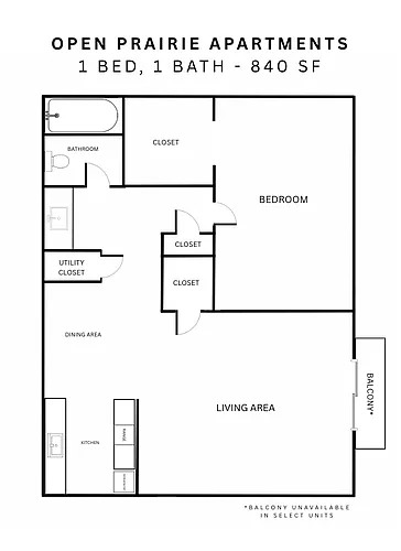 Floor plan Open Prairie One Bedroom