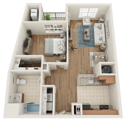 Floor plan Type C - One Bedroom