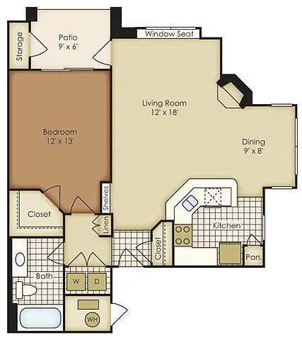 Floor plan One Bedroom 4A1C
