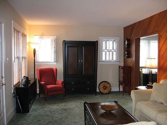 Formal livingroom with cedar paneling
