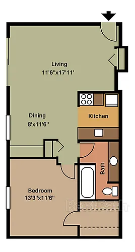 Floor plan 10A - 1 Br. Astor