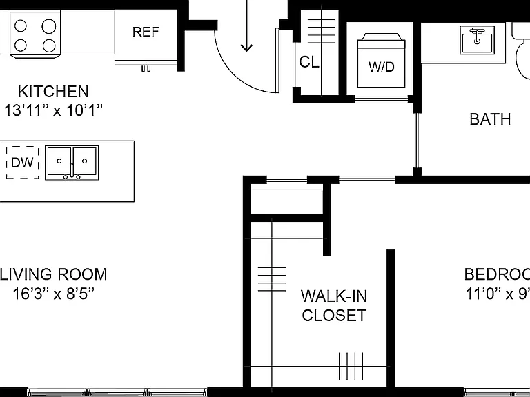Turner 1 Bedroom Floor Plan _ 685 SF Turner 1 Bedroom Floor Plan _ 685 SF