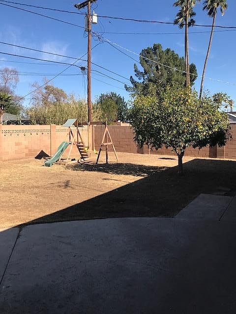 backyard with swingset