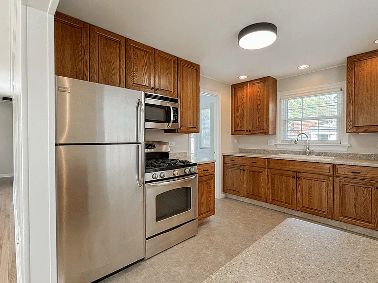 Kitchen with stainless steel appliances