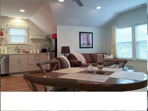Living area and kitchen